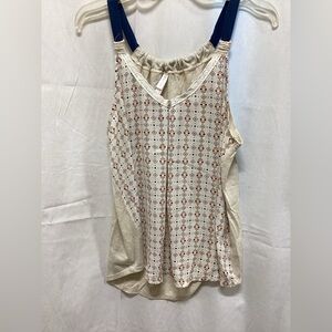 Patterned Cream Sleeveless Top